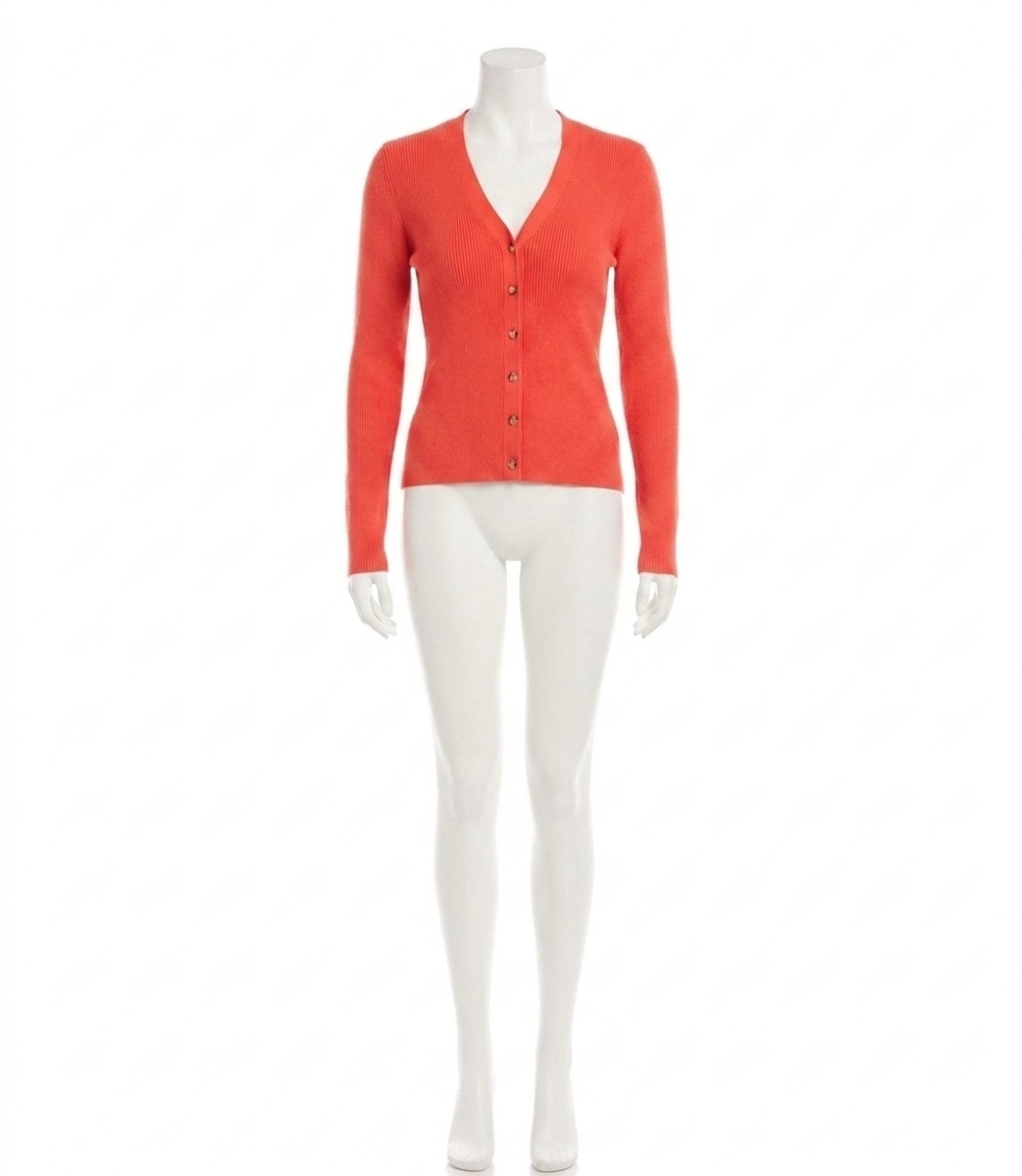 NEW KAREN KANE odette ribbed cardigan sweater in orange